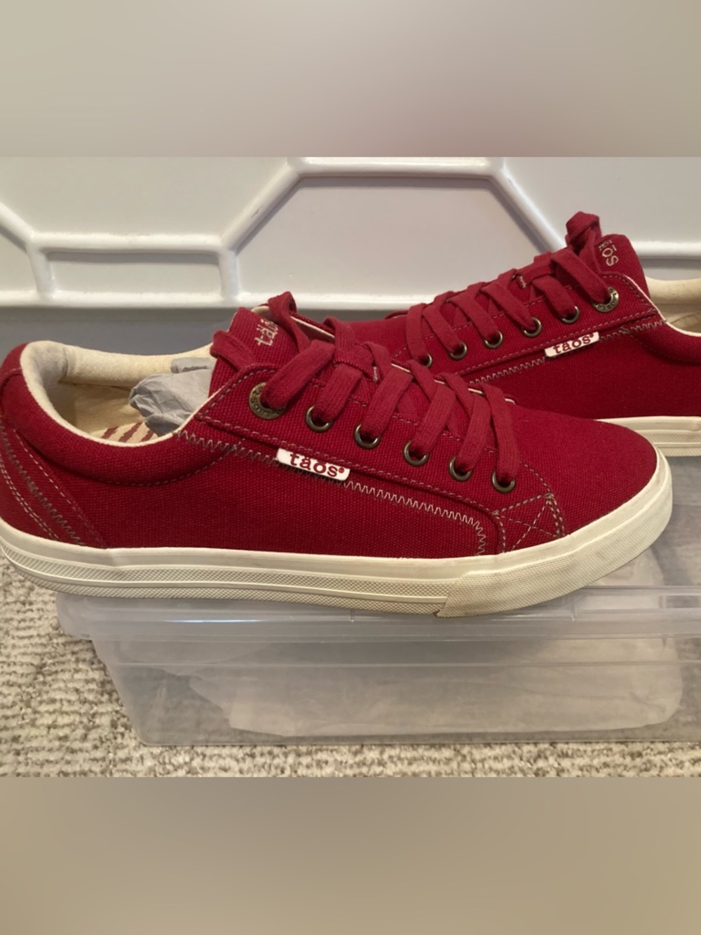 Taos Red Canvas Low Profile Sneakers - Picture 3 of 6